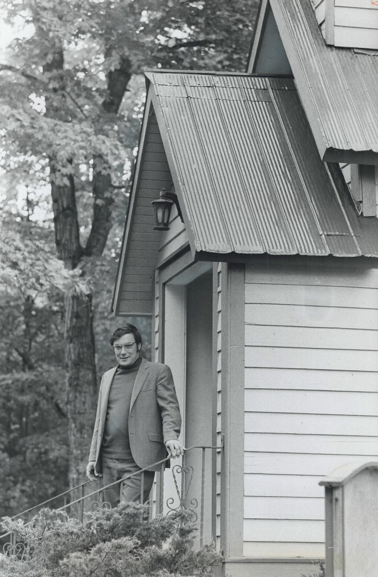 Emmanuel Anglican Church (Richard's Landing) from side, Rev. Peter Hill on steps