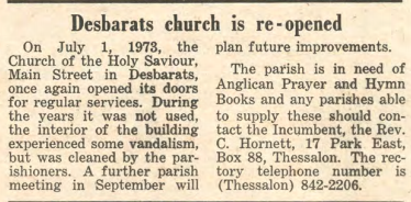 Algoma Anglican, September 1973, Vol. 17, no. 8 article on Holy Saviour Church